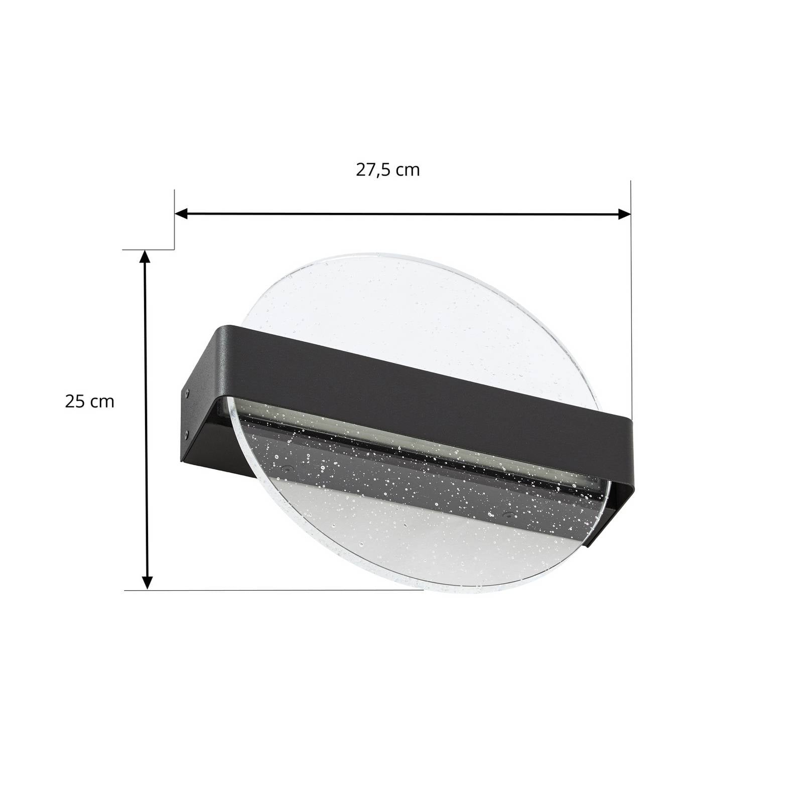 Kinkiet LED Lucande Narkelo, czarny/przezroczysty, CCT, IP44