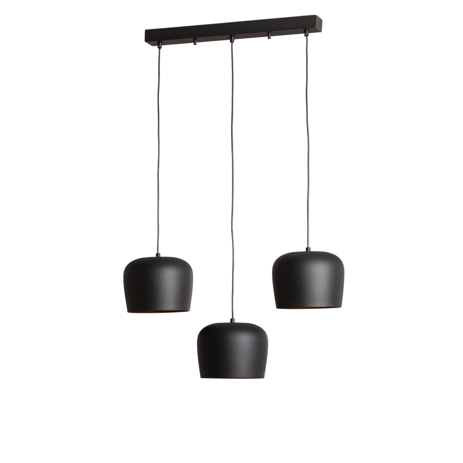 Berceste N-1410 pendant light, black metal, 3-bulb, linear