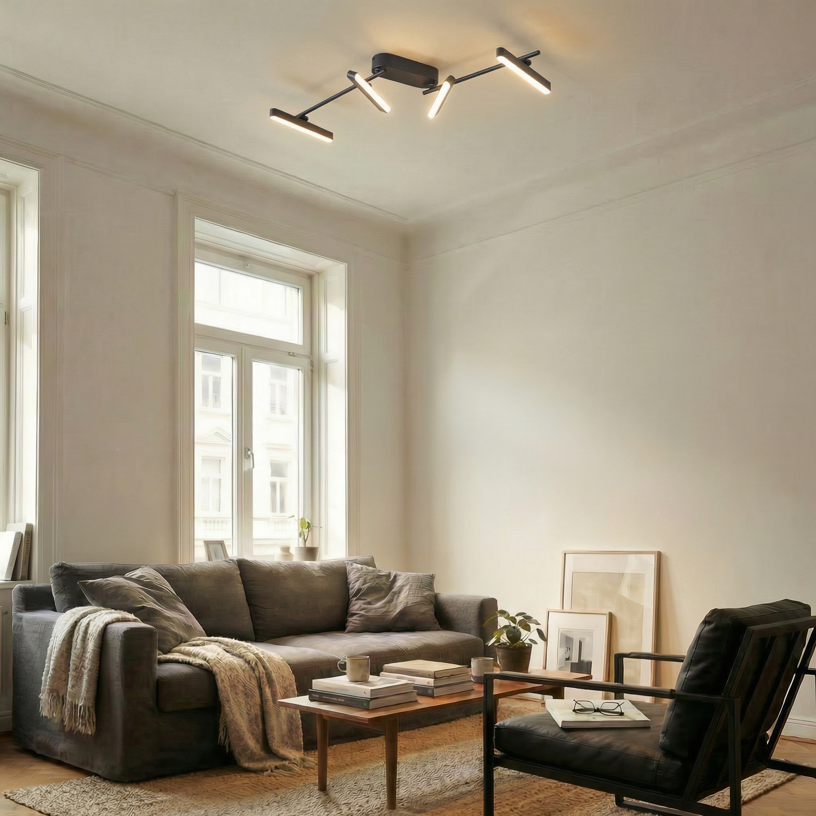 Lindby LED-Deckenleuchte Eldrin, 4-flg., schwarz,Lichtleiste Lindby LED-Deckenleuchte Eldrin, 4-flg., schwarz,Lichtleiste