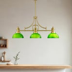 Hängeleuchte Platino, gold/grün, Glas, 3-flammig, E27