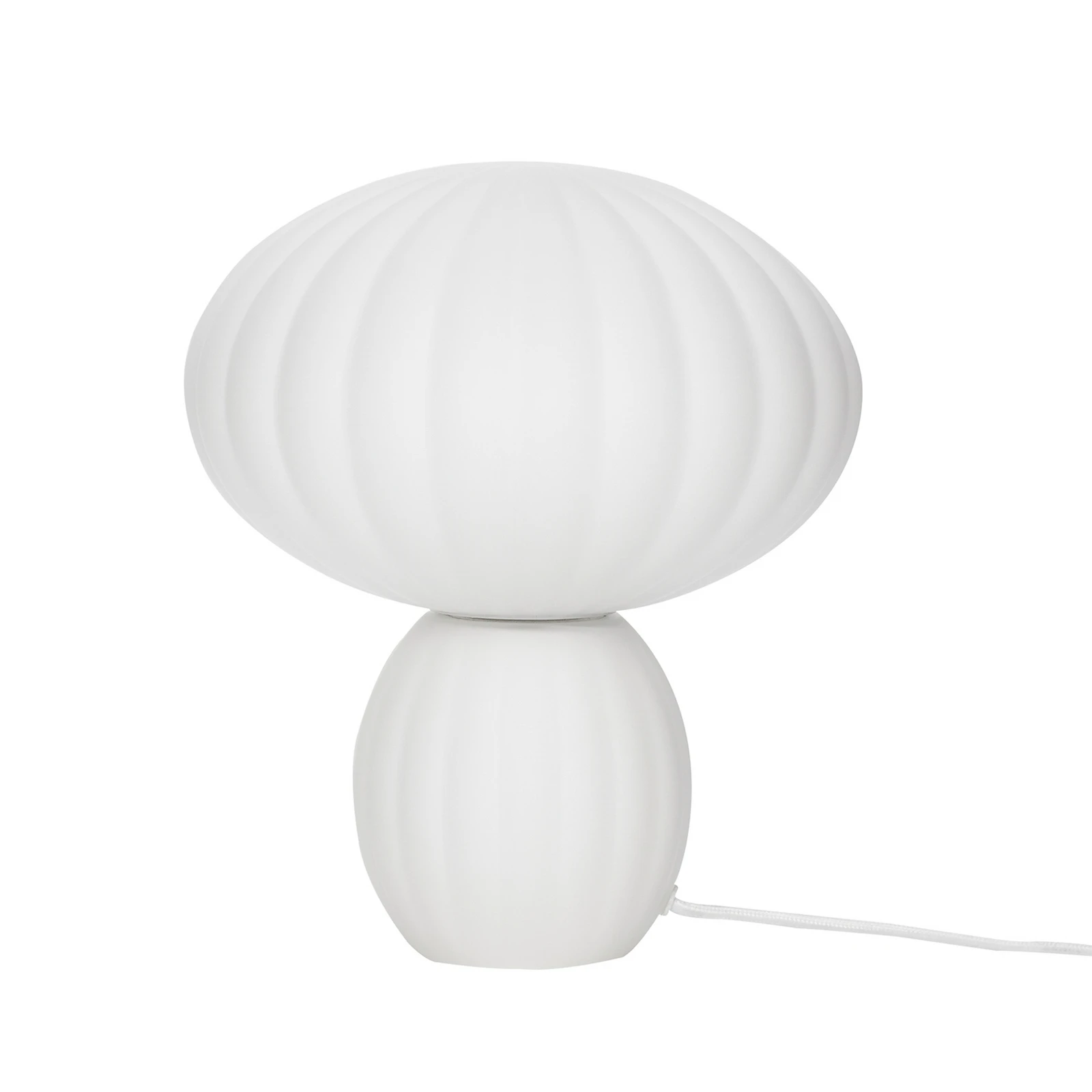 HÜBSCH Kumu stolová lampa, biela, sklo, E14, výška 28 cm