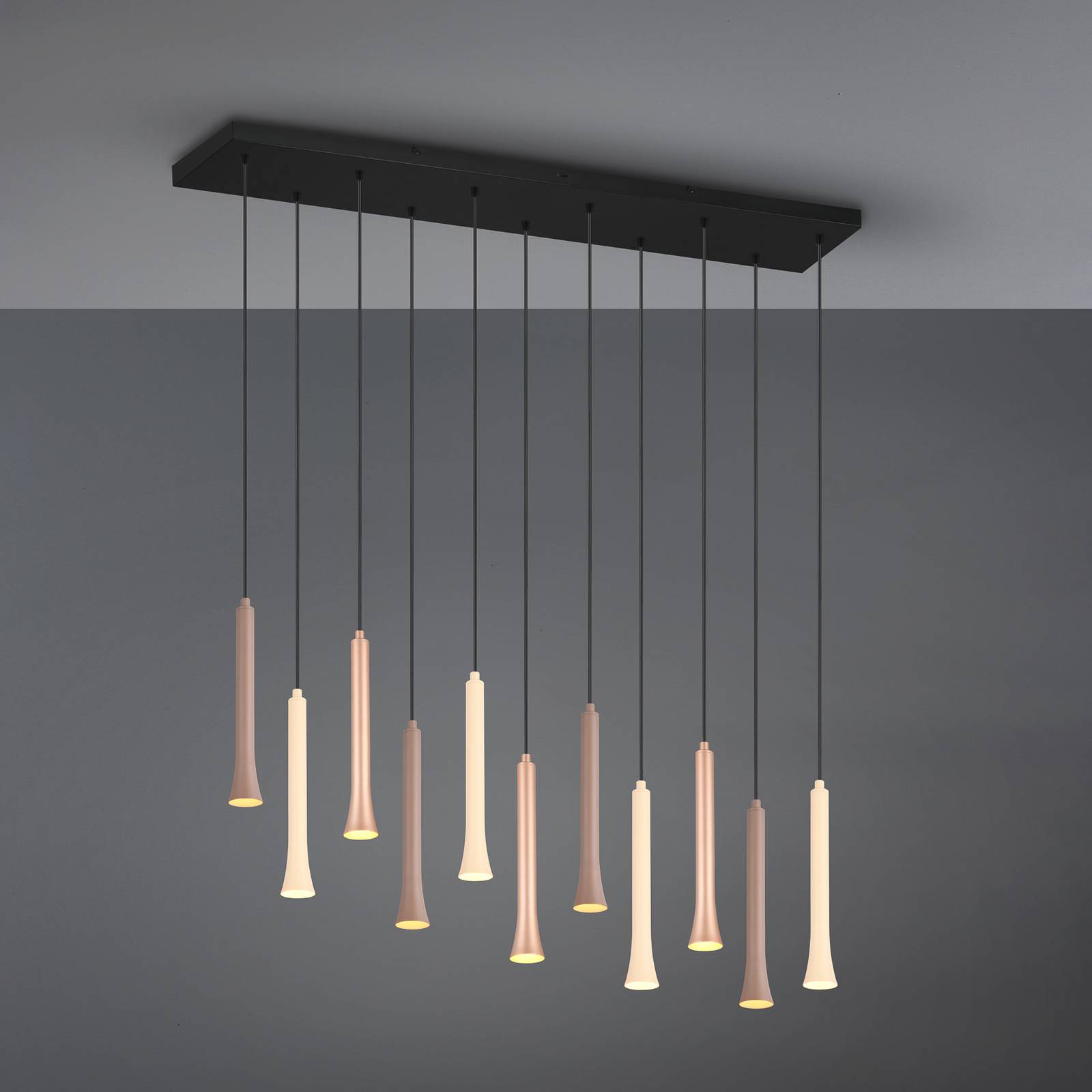 Trio Lighting Suspension LED Fiato 11 lampes long métal taupe coffee