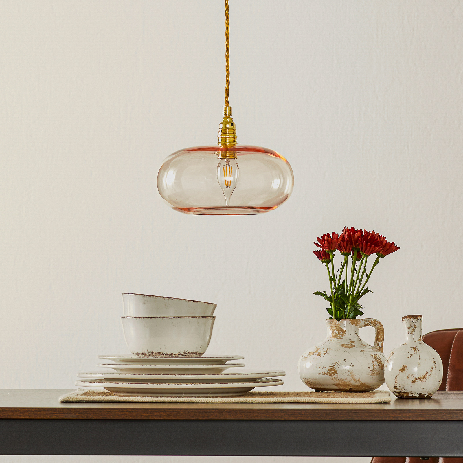 EBB & FLOW Horizon lampă susp. auriu-rosé Ø 21cm