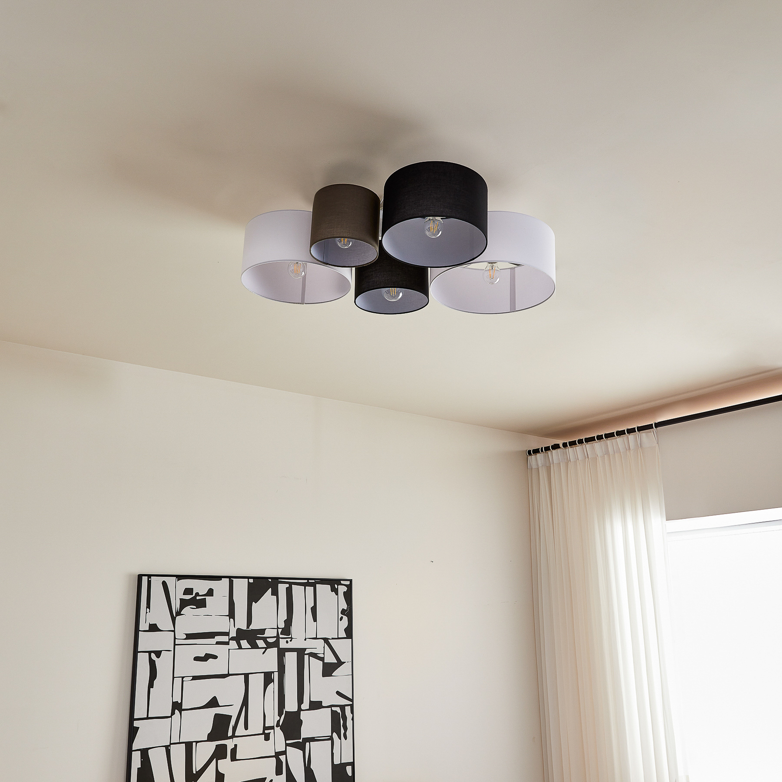 Lindby Lettie textile ceiling light, 5-bulb