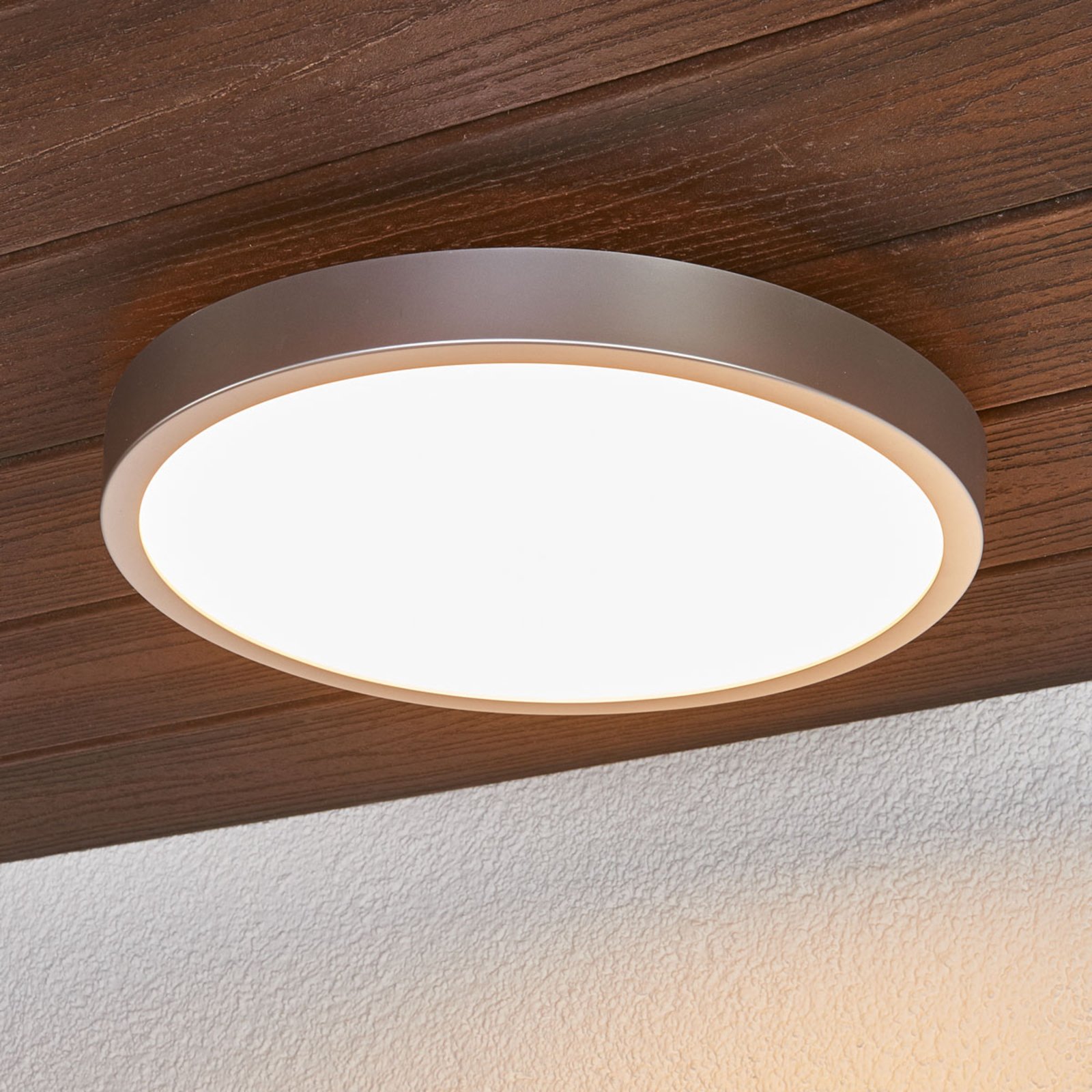 Lindby Liyan - silver LED ceiling lamp for the bathroom, for Bathroom, plastic, 22 W, energy efficiency: A+, H: 6.2 cm