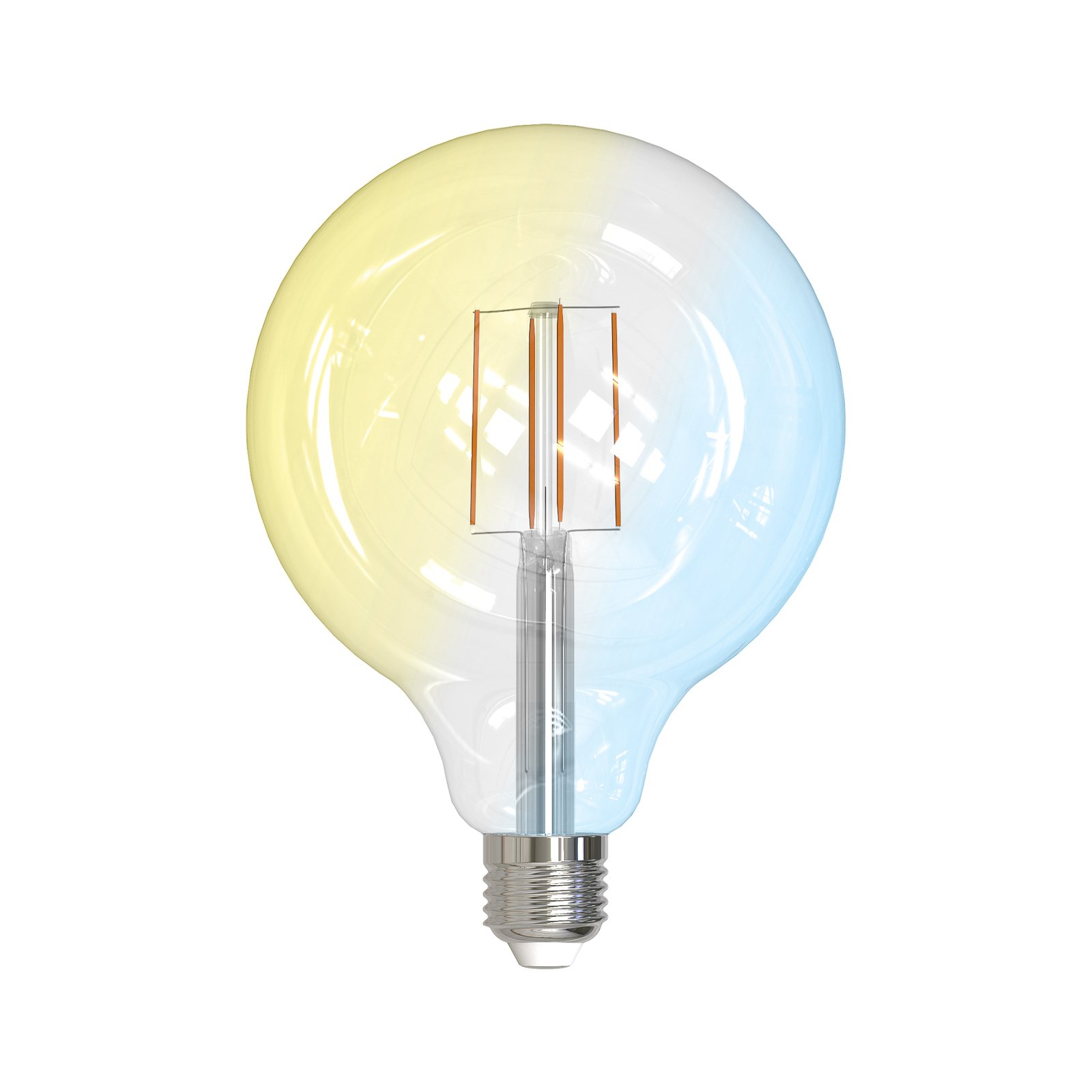 Prios LED-Filamentlampe E27 G125 7W WLAN klar 2er