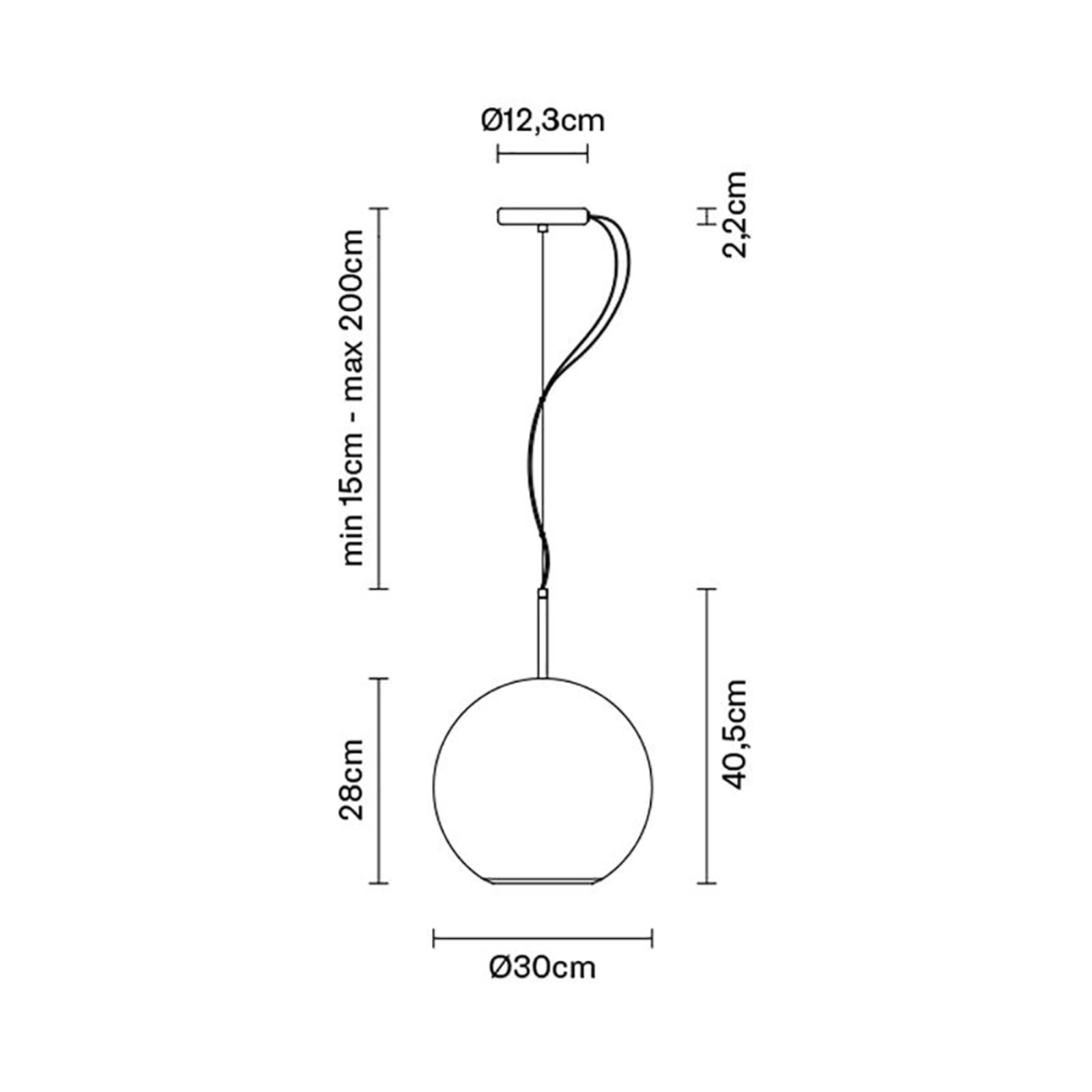 Beluga Royal Függőlámpa Diameter 30 Titanium - Fabbian