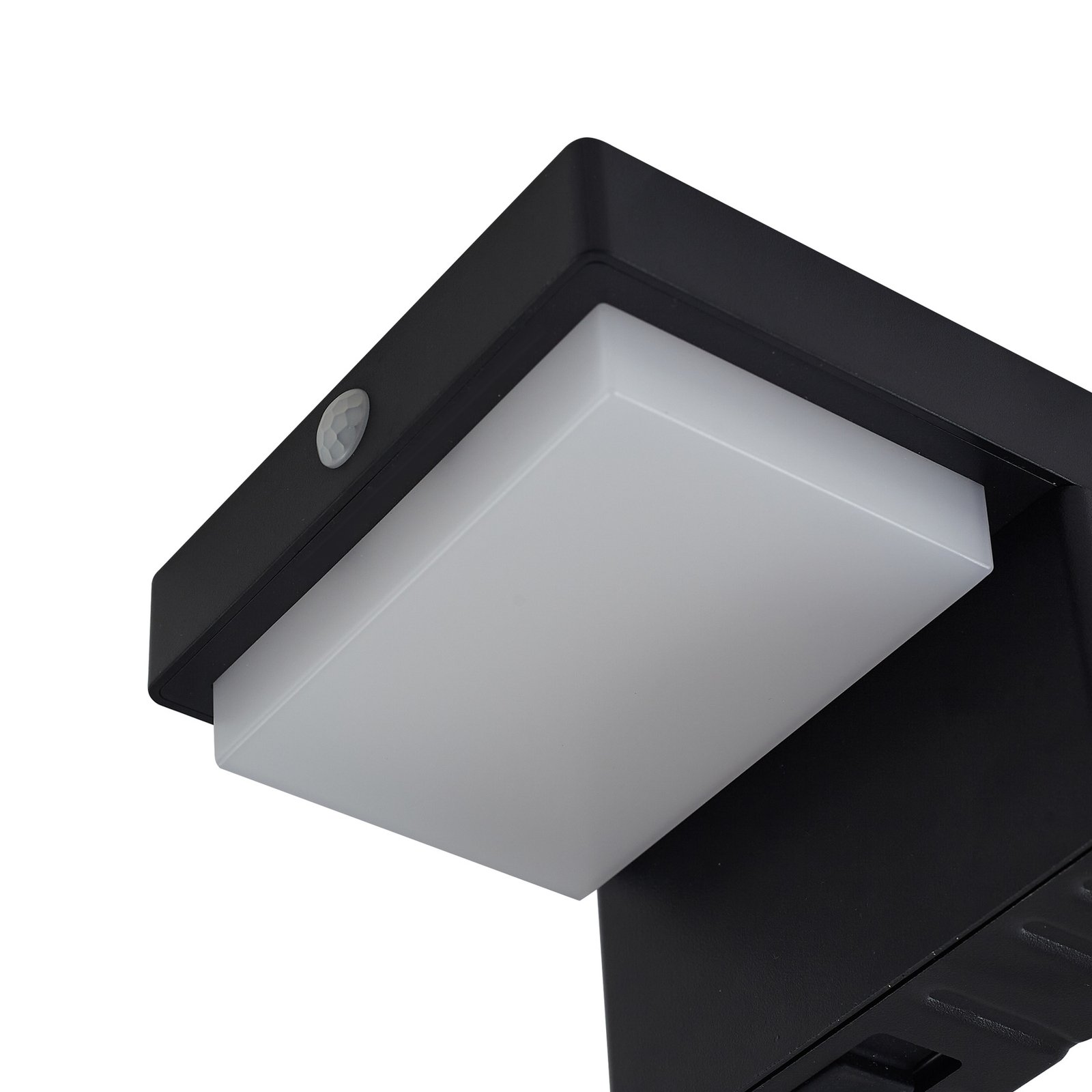 Lindby LED-Solar-Wandleuchte Eleazar, schwarz, Alu, Sensor