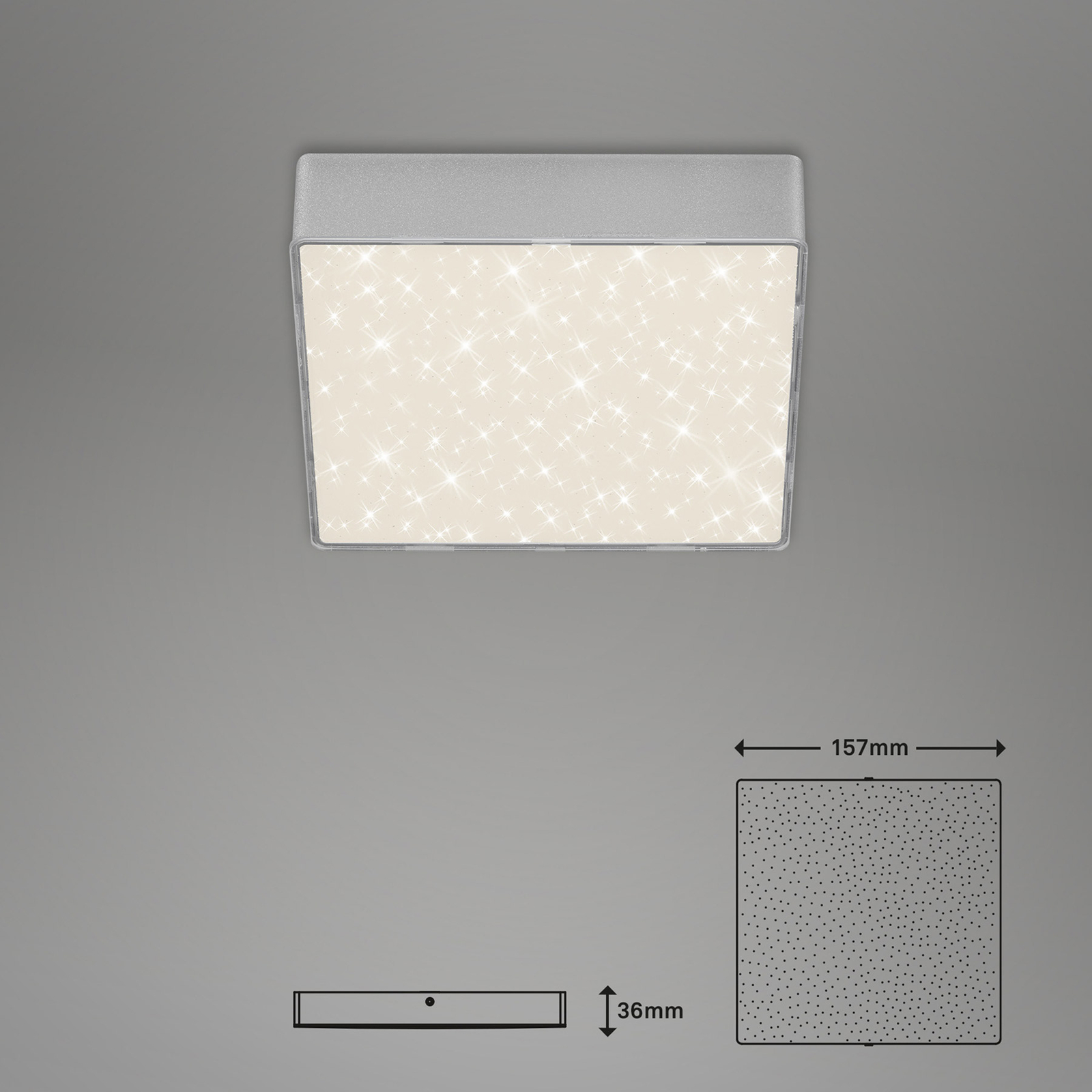 Candeeiro de teto LED Flame Star, 15,7 x 15,7 cm prateado