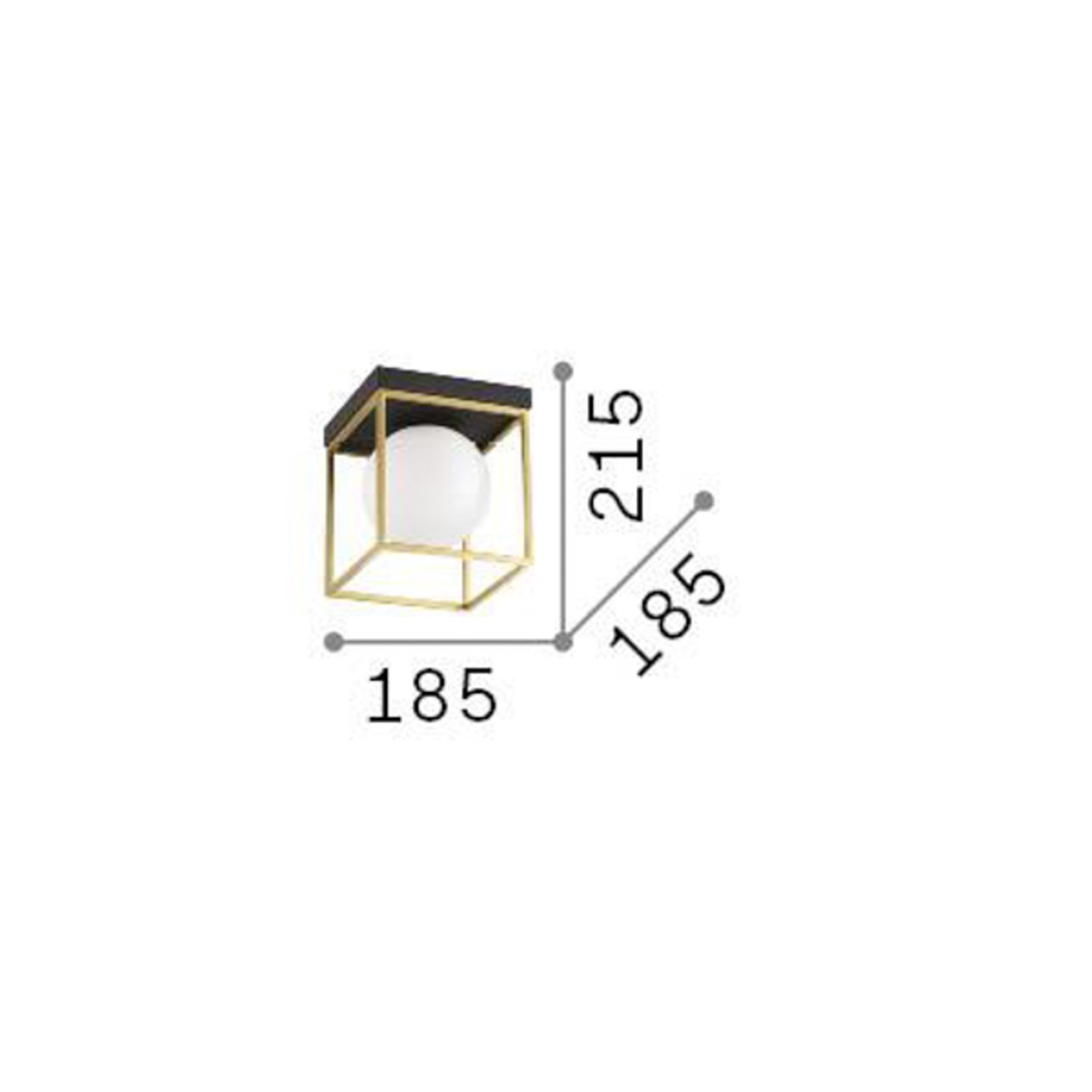 Ideal Lux candeeiro de teto Lingotto, preto, vidro opalino, 1 lâmpada