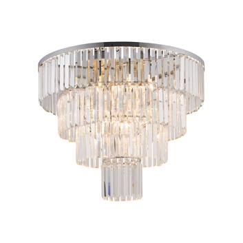 Plafondlamp Cristal, transparant/zilver, Ø 71cm