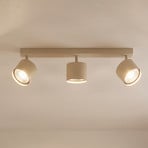 Chloe ceiling spotlight, cream, 3-bulb, adjustable, GU10