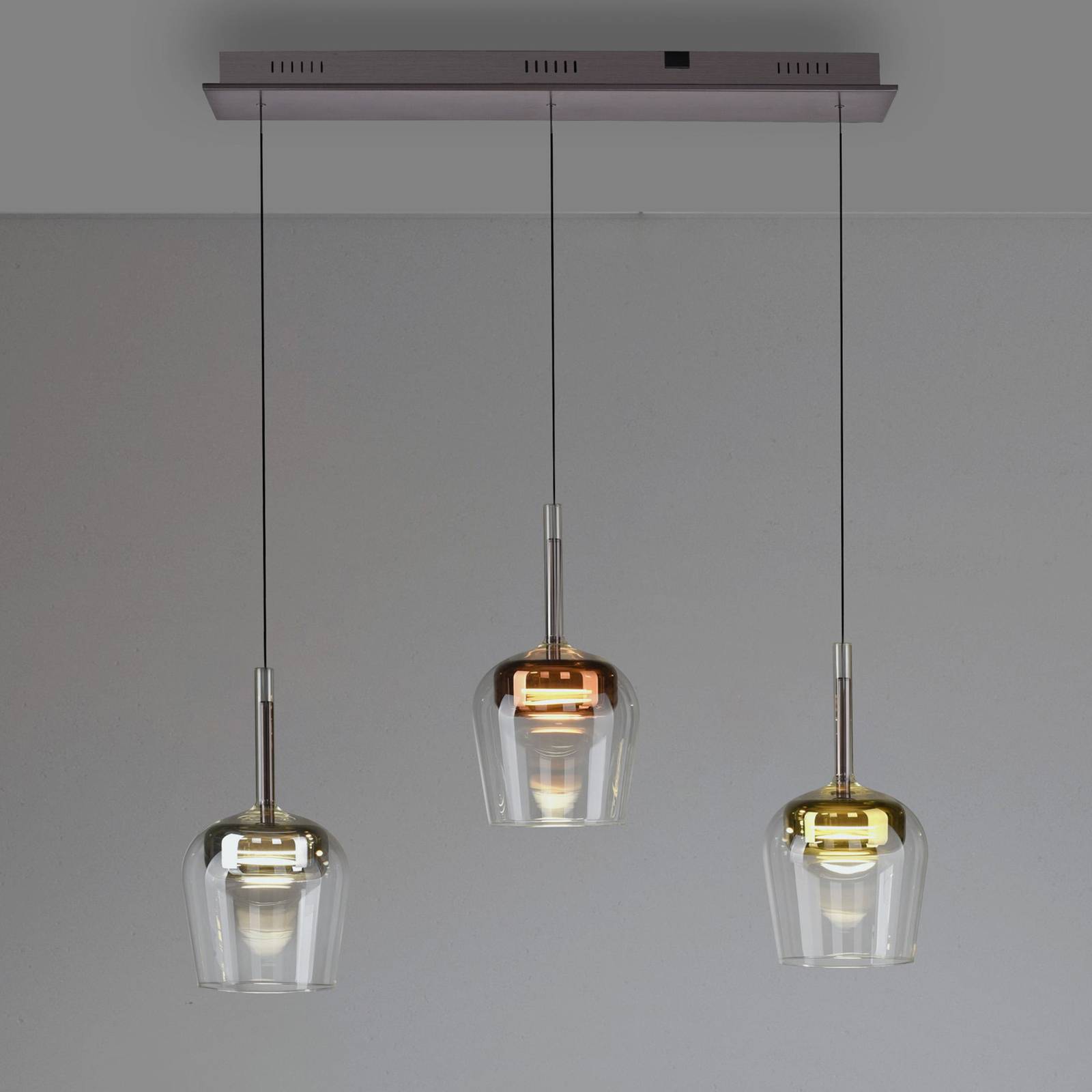 Q-Smart-Home Paul Neuhaus Suspension Smart LED Q-Kon multicolore à 3 lampes