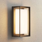 Arcchio LED wandlamp Ismera, antraciet/opaal, IP65, glas