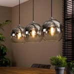 Suspension Allessandra à 3 lampes, Ø 29 cm, gris fumé, verre