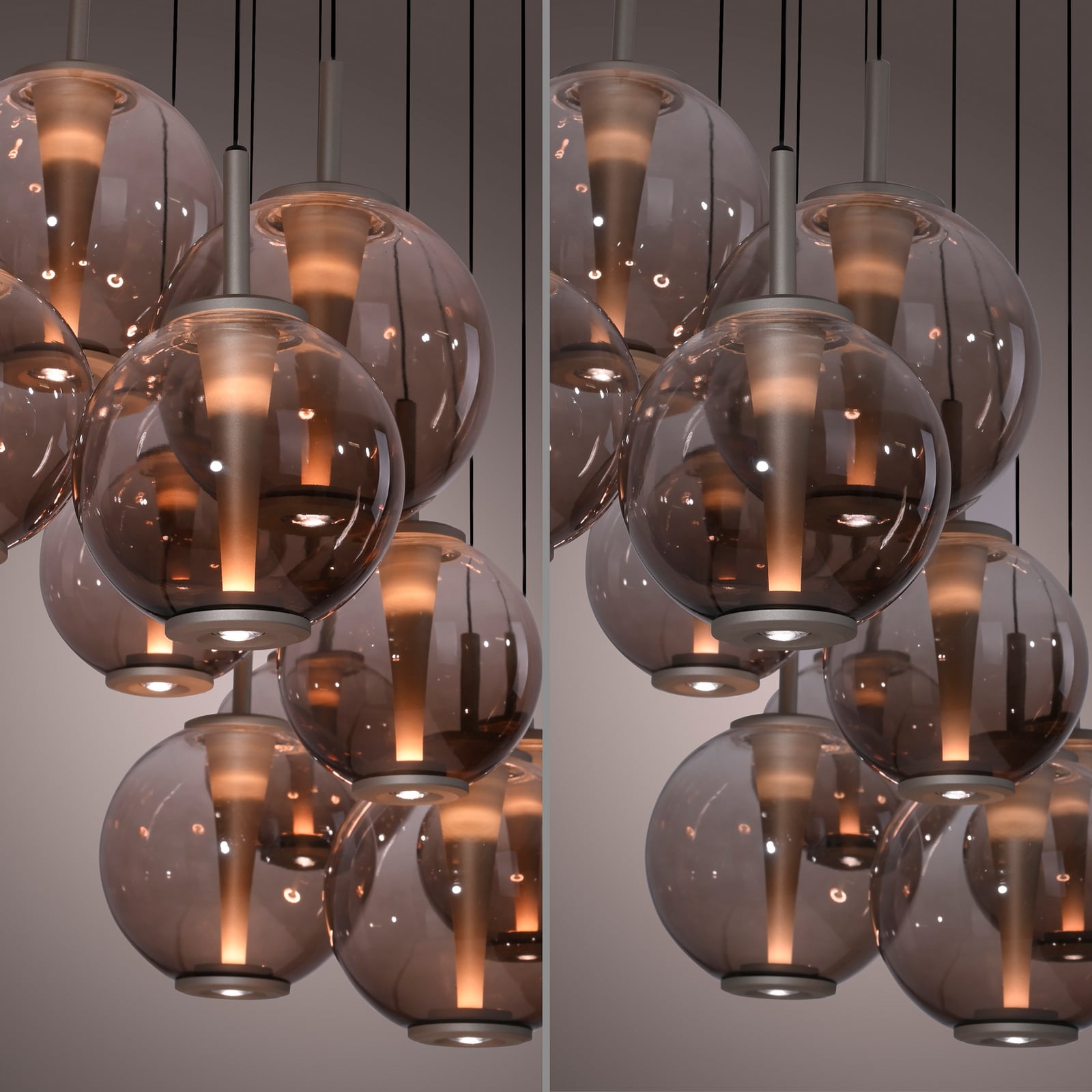 E-Infinity LED-Hängelampe bronze/amber, 198cm, 10-flg - PURE E-Infinity LED-Hängelampe bronze/amber, 198cm, 10-flg - PURE