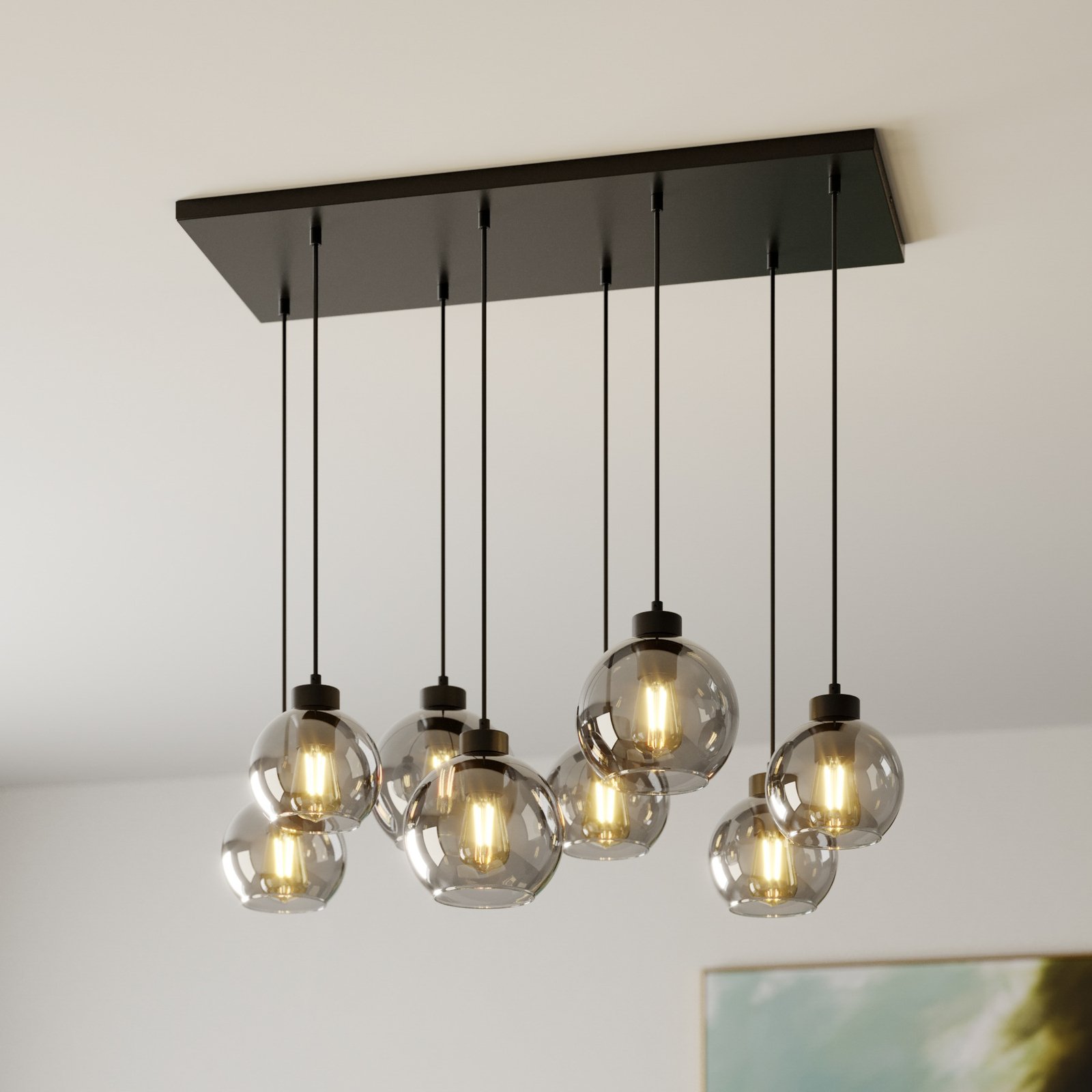 Cubus hanglamp, 8-lamps, grafiet
