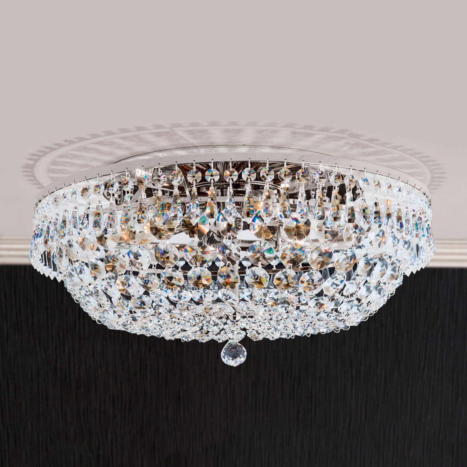Kromirana kristalna stropna svjetiljka SHERATA, 45 cm