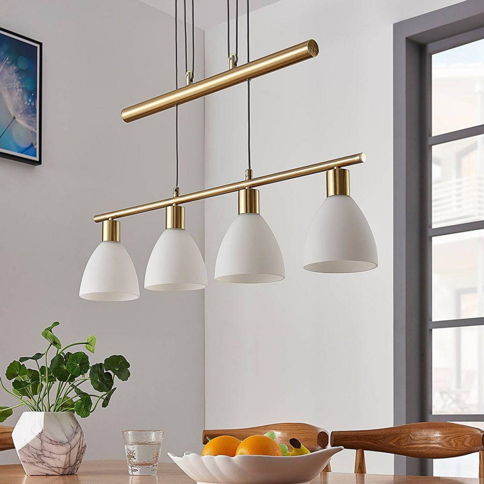 Simeon Lustră Pendul White/Brass - Lindby