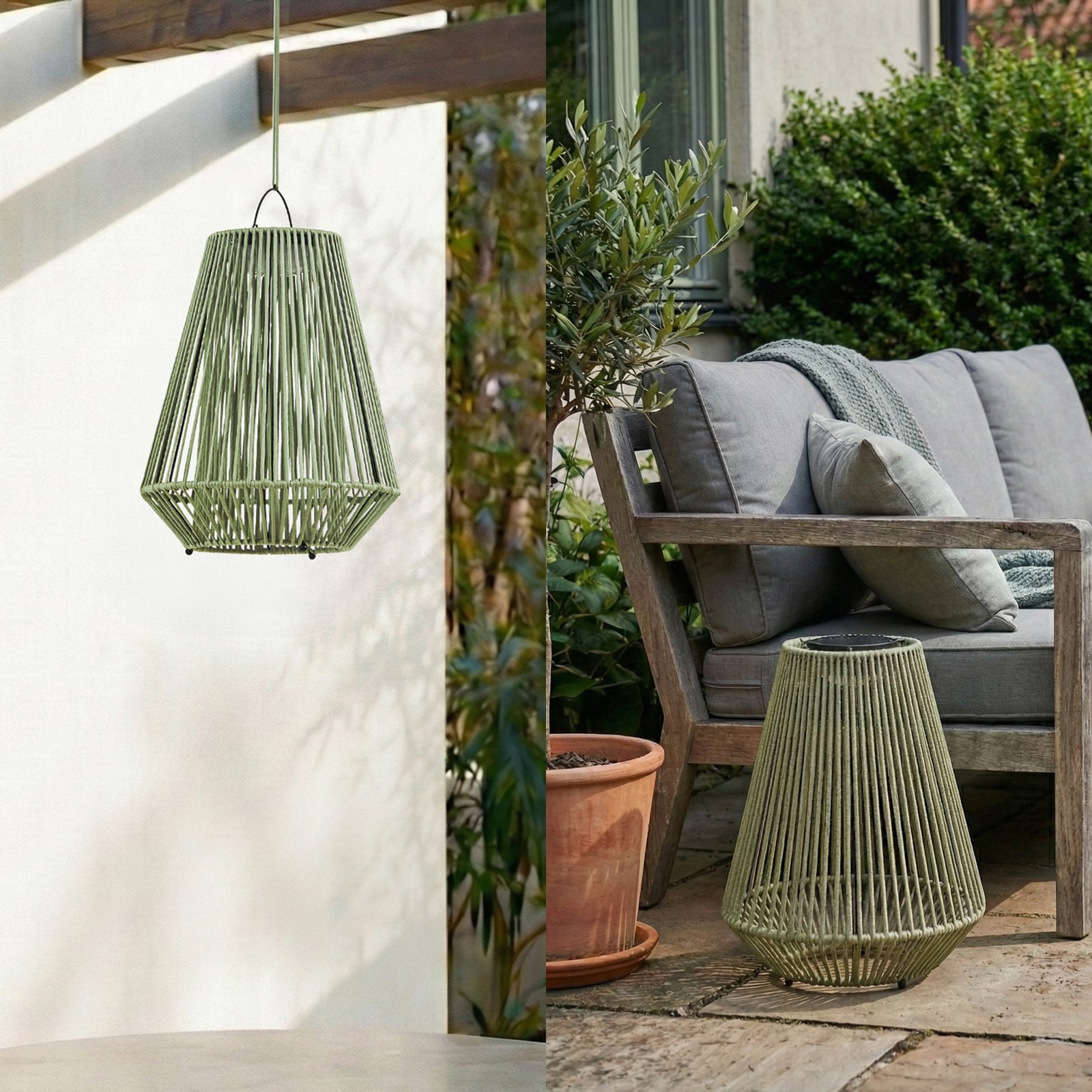 Lindby LED-aurinkolamppu Austas, vihreä, Ø 32 cm, USB, IP54