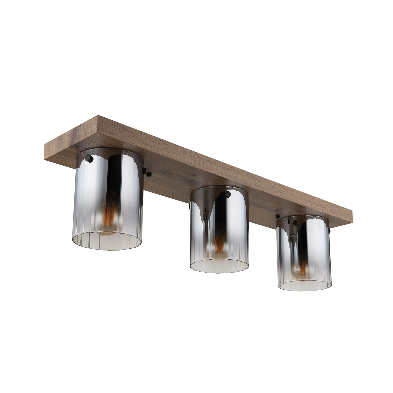 Plafón Underwood, longitud 71 cm, marrón/gris humo, MDF
