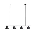 Luminária suspensa Form 4, metal, cone, 4 lâmpadas, preto