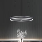 PURE LED-riippuvalaisin E-Loop, harmaa, Ø 70 cm, alumiini, CCT
