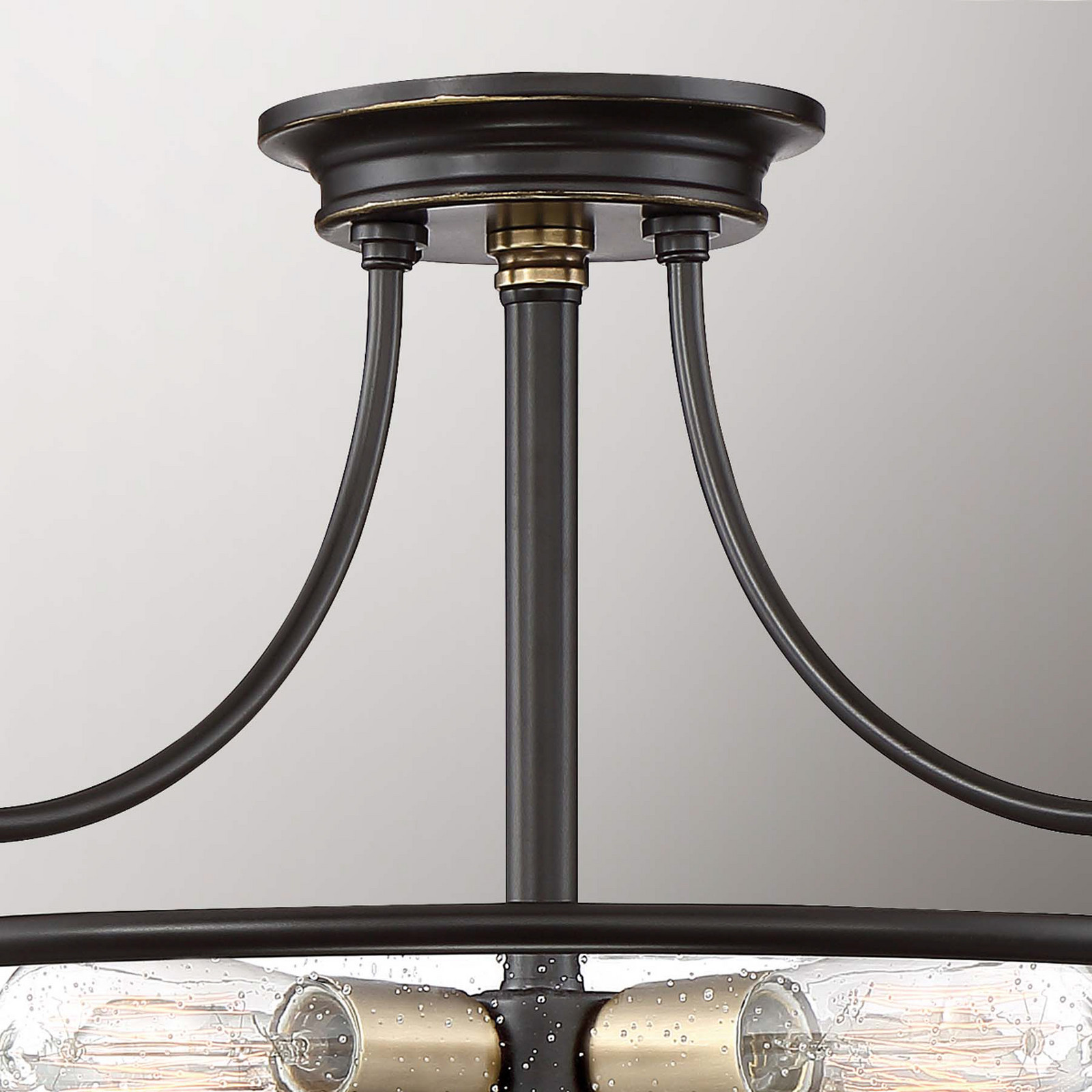 Plafonieră Griffin cu distanțare Ø 53 cm bronz/clear