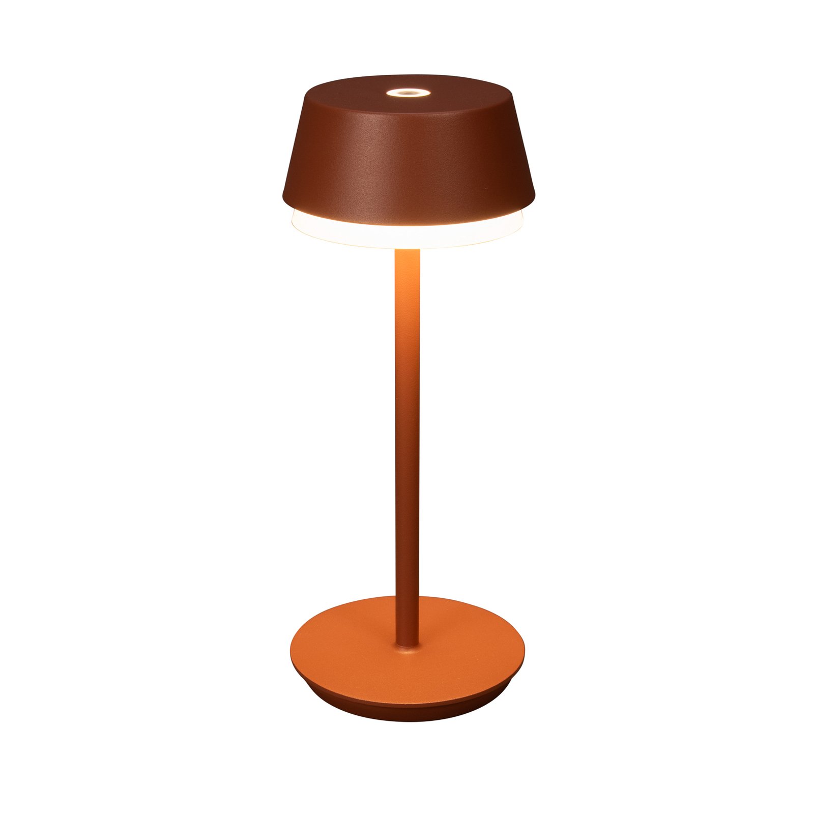 Lampe à poser LED rechargeable Lyon, terracotta, IP54, variateur