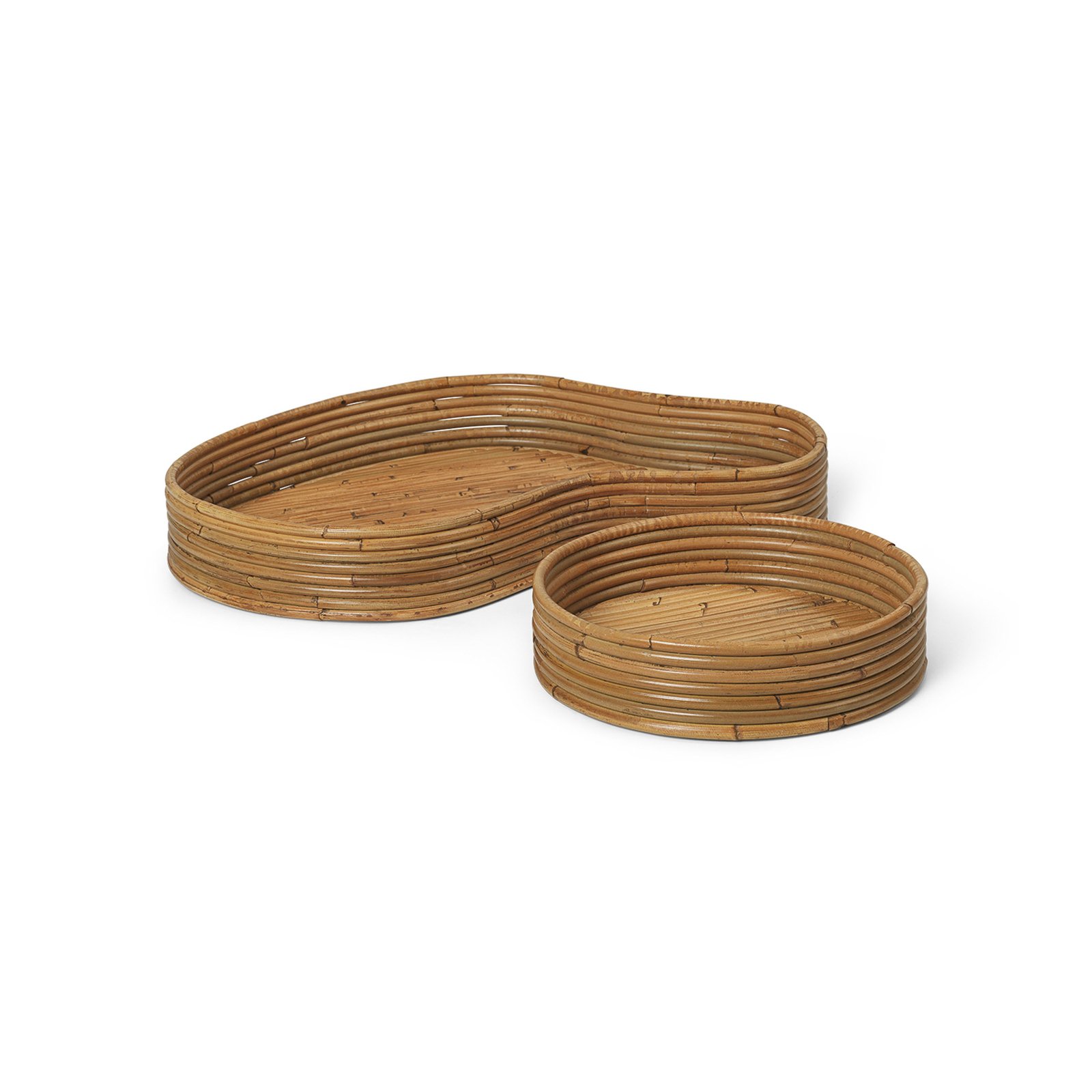 ferm LIVING Isola dienblad, rotan, handgemaakt, 2 stuks