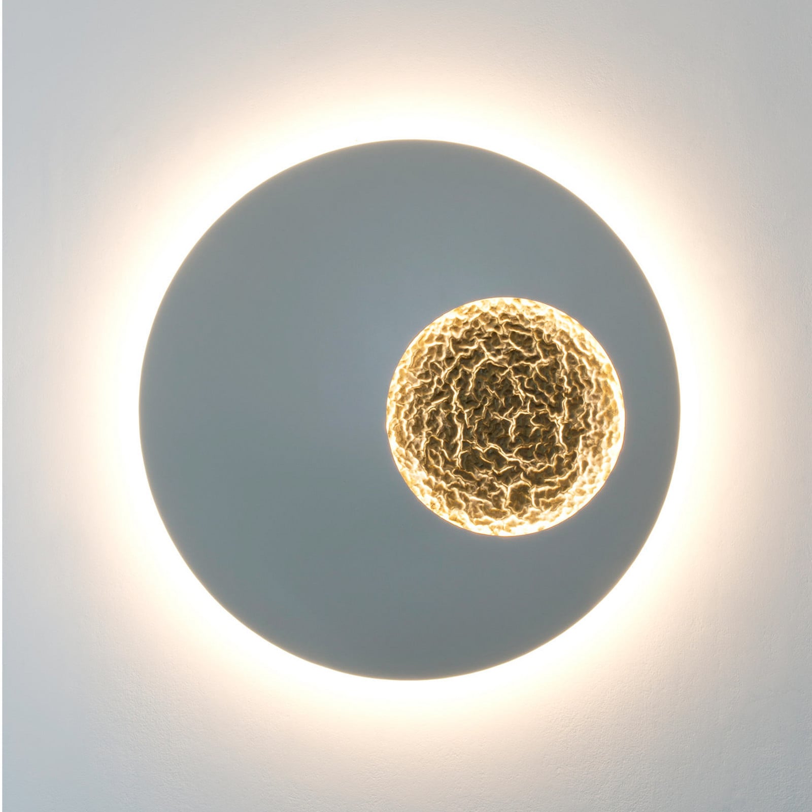 Holländer Светодиодна лампа за стена Luna, сив/златист цвят, Ø 80 cm, желязо