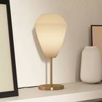 Lampa stołowa Caprarola, wysokość 46 cm, kolor piaskowy/mosiądz, szkło
