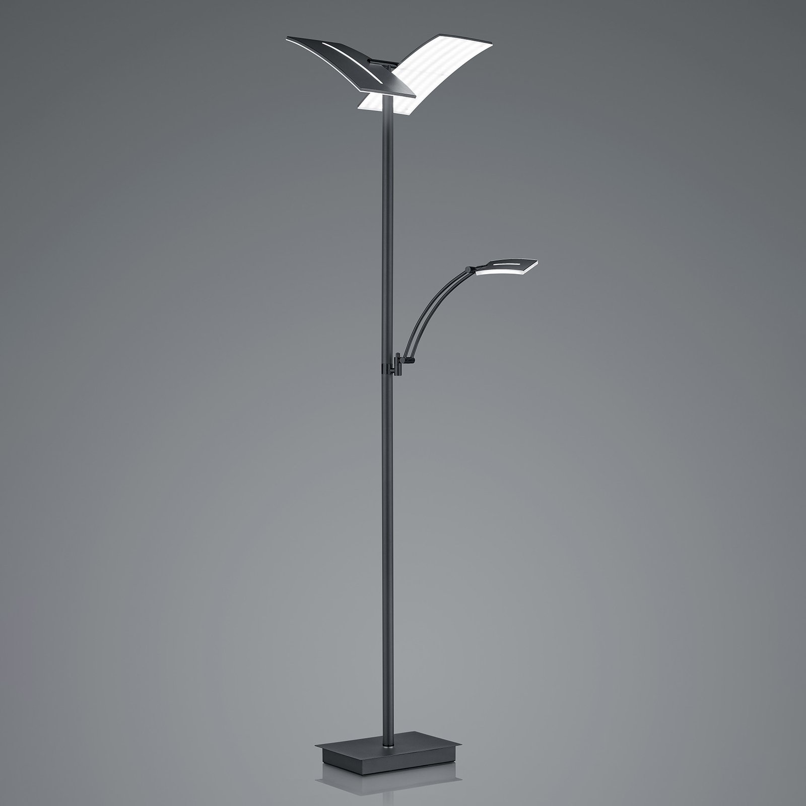 LED stojací lampa Dual s lampou na čtení, černá