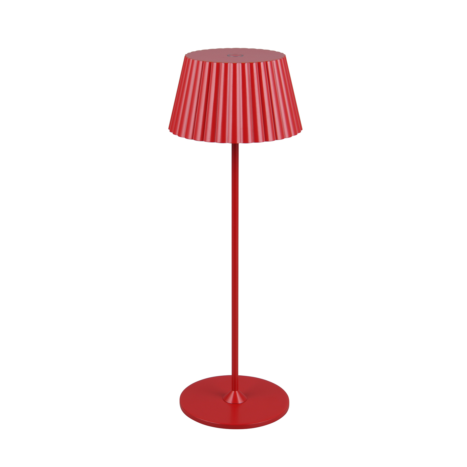 Lámpara de mesa recargable Suarez LED, roja, altura 39 cm, metal, regulable