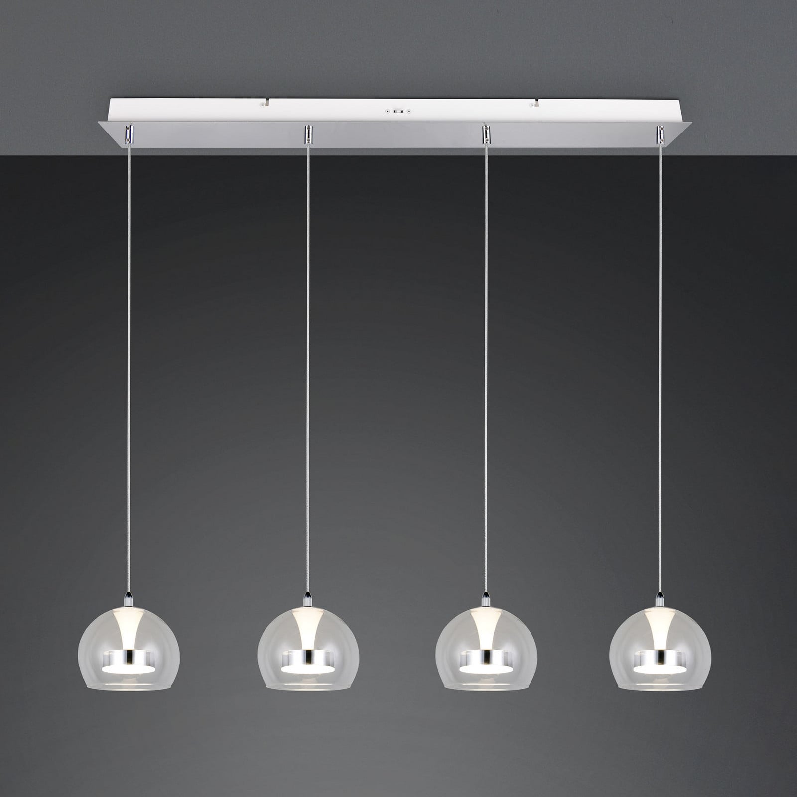 Trio Lighting Lampă suspendată LED Flynt lungime 97 cm metal cromat 4 becuri. - Camera de zi / sufragerie - Modern - crom transparent