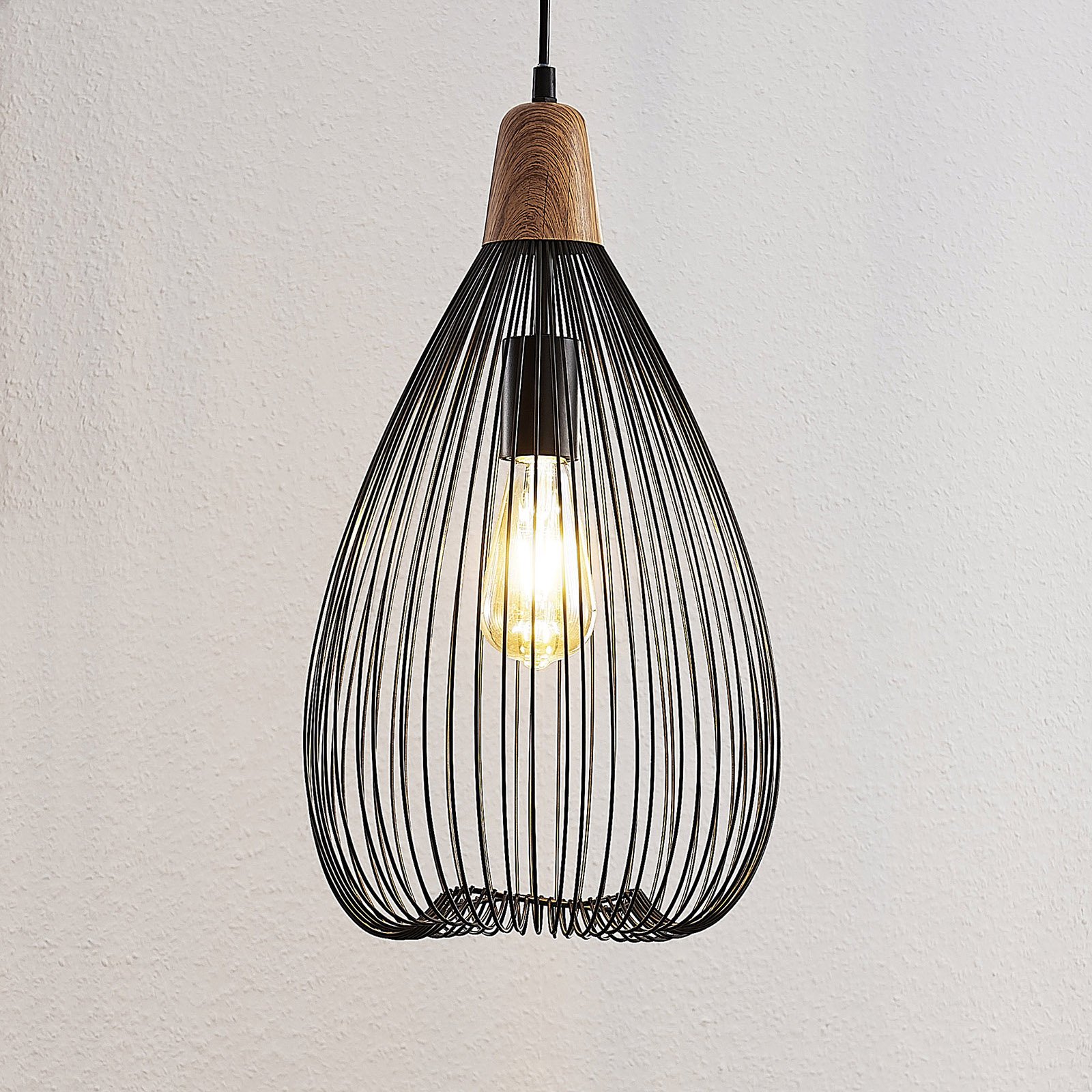 Lindby Daryan metal hanging light, for Living / Dining Room, iron, E27, 60 W, energy efficiency: A++, H: 45.5 cm