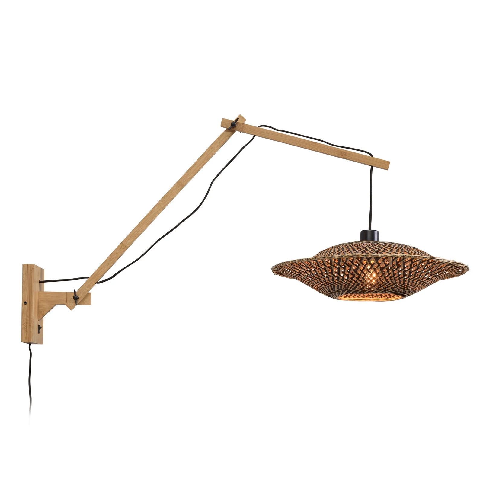 GOOD & MOJO Bali Wandlampe 2 Arme, natur, 44x12cm