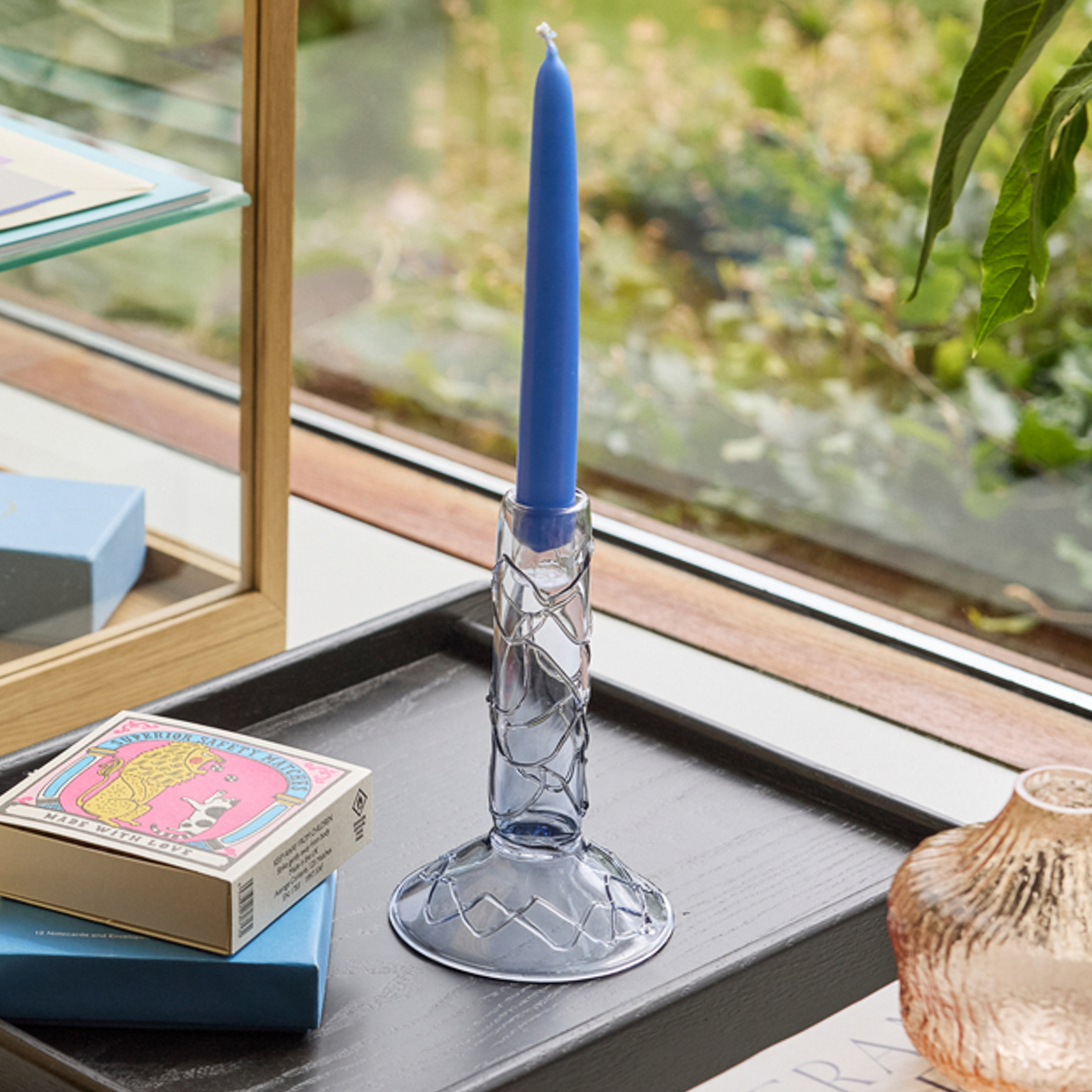 Portavelas Doodle transparente, 17 cm de altura - Hübsch