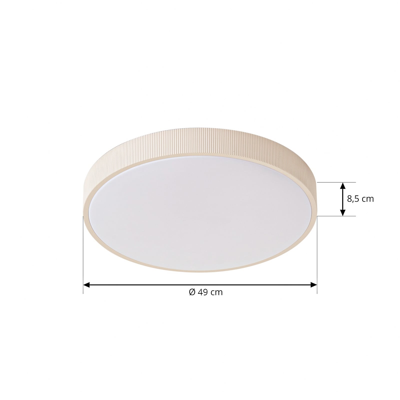 Lindby LED griestu lampa Zylo, smilškrāsā, Ø 49 cm, CCT, ar dimmeru