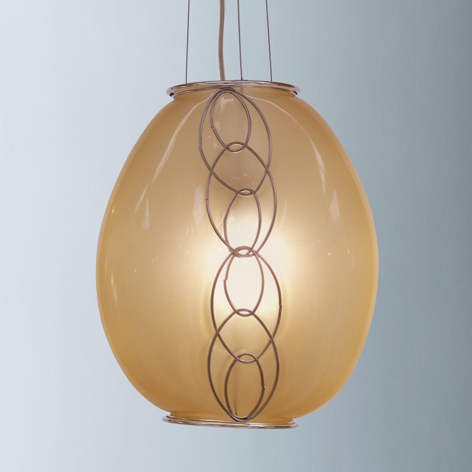 Siru Elegant Catena hanging light - handmade, for Living / Dining Room, stainless steel, glass, E27, 100 W, energy efficiency: A++, H: 36 cm