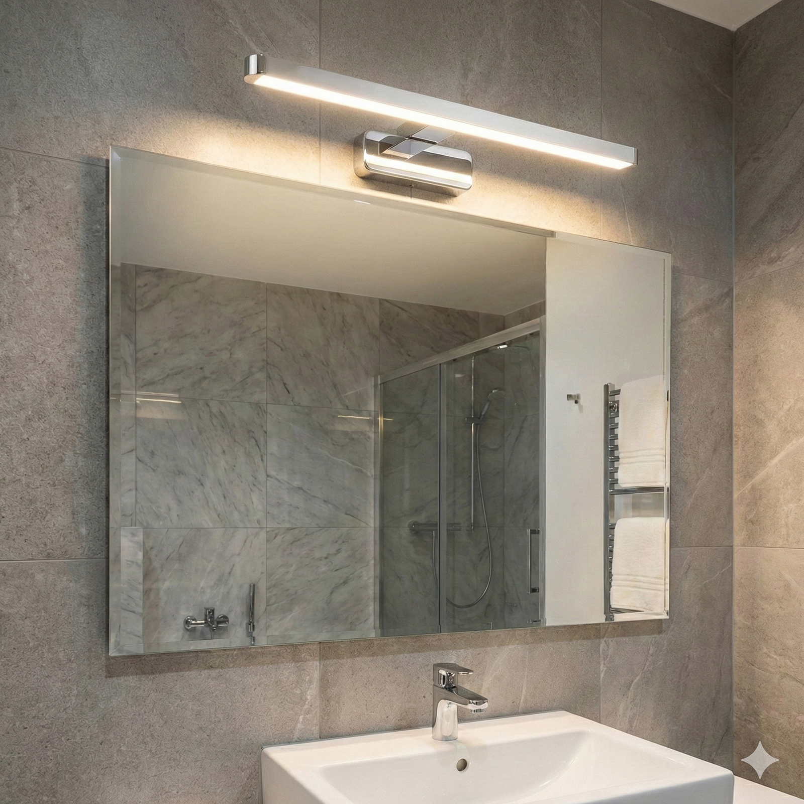 OSRAM LED-Wandlampe ORBIS DISC BAR, chrom, 40 cm, IP44, CCT