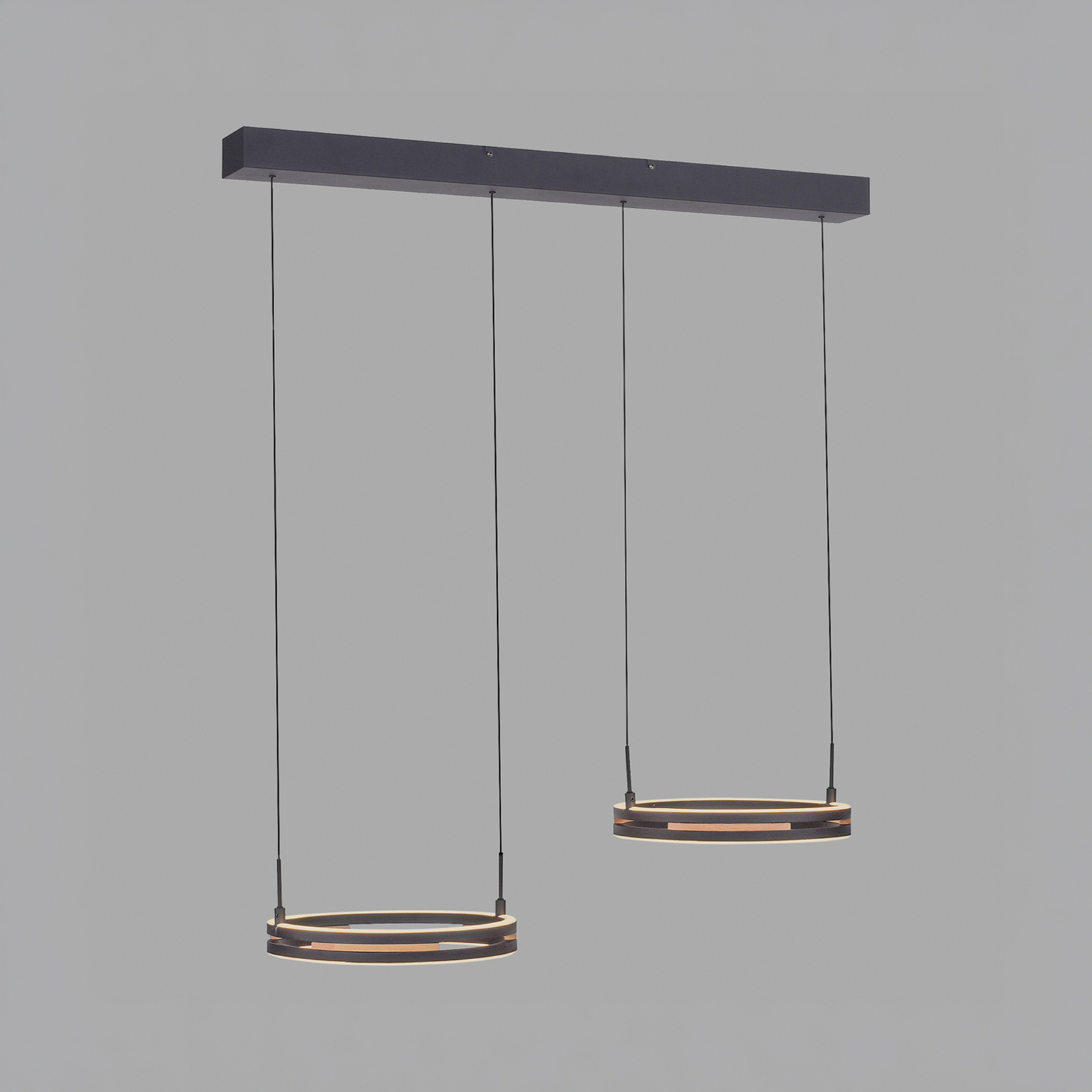 Sveja LED függő lámpa, hossza 85 cm, fekete/fa színű, CCT Sveja LED függő lámpa, hossza 85 cm, fekete/fa színű, CCT