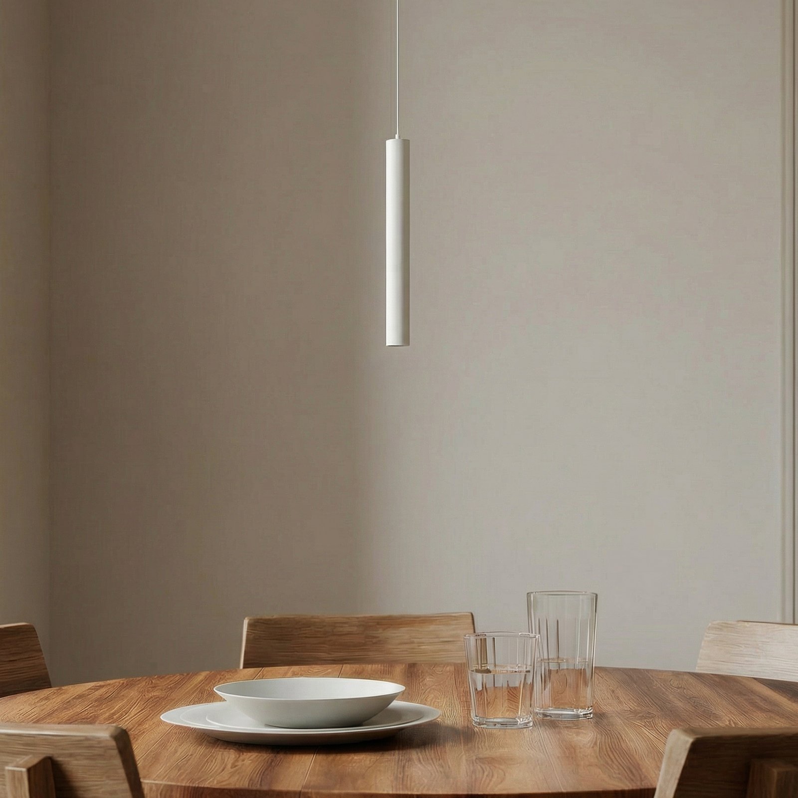 Lindby LED-Pendelleuchte Lumaro, weiß, 27 cm, 48V, dimmbar