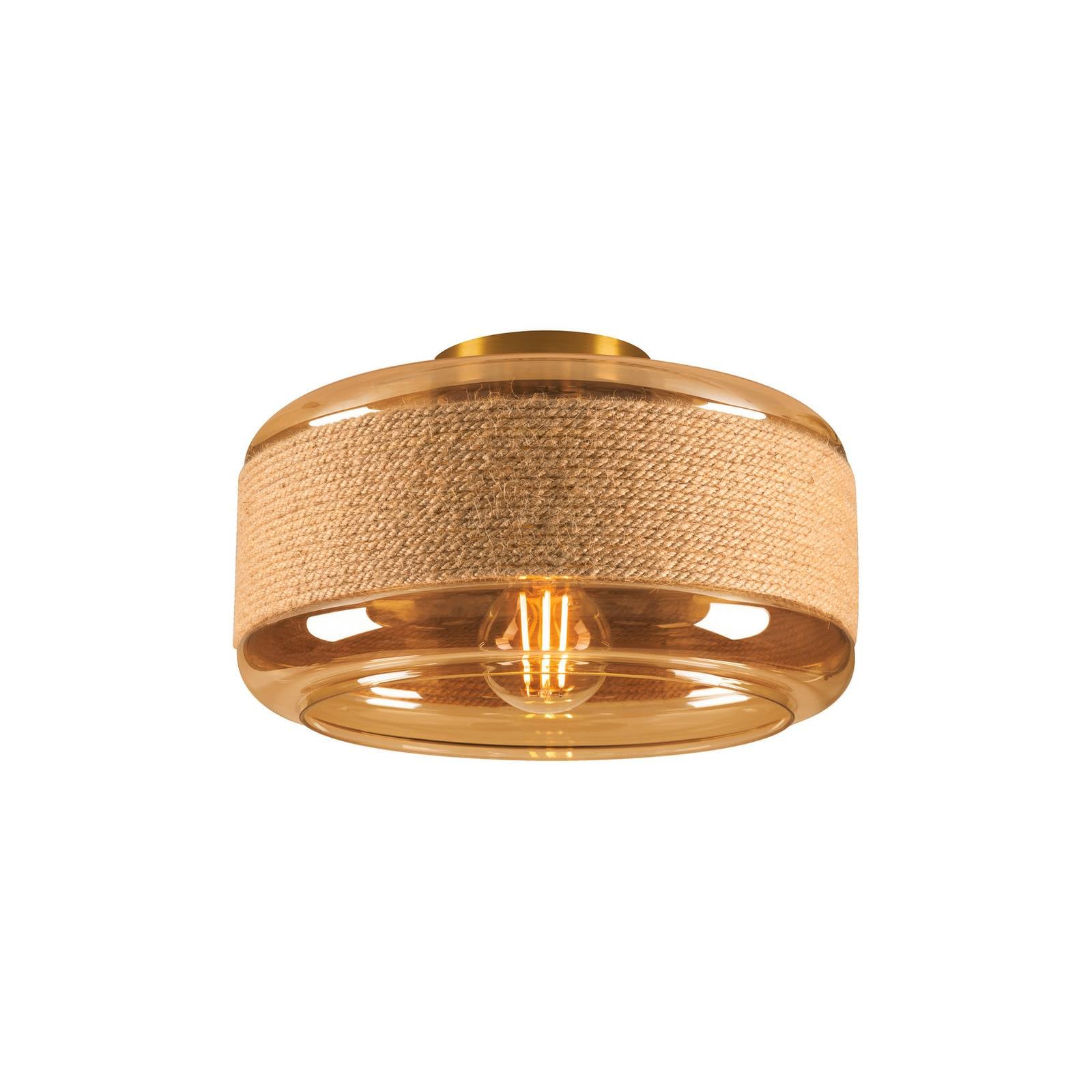 SLV Deckenlampe Pantilo Rope 27 braun/amber/gold Glas Ø 27cm