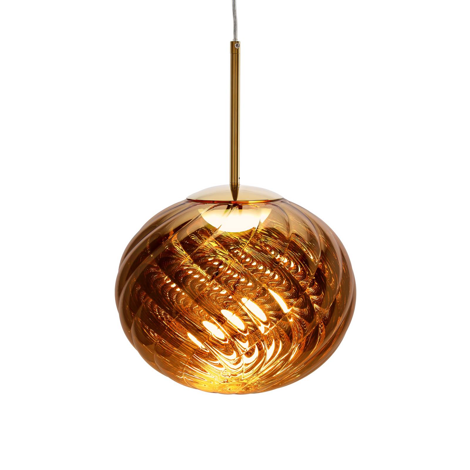 Tom Dixon LED-Hängelampe Whirl, gold, 30 cm, Kunststoff, dim