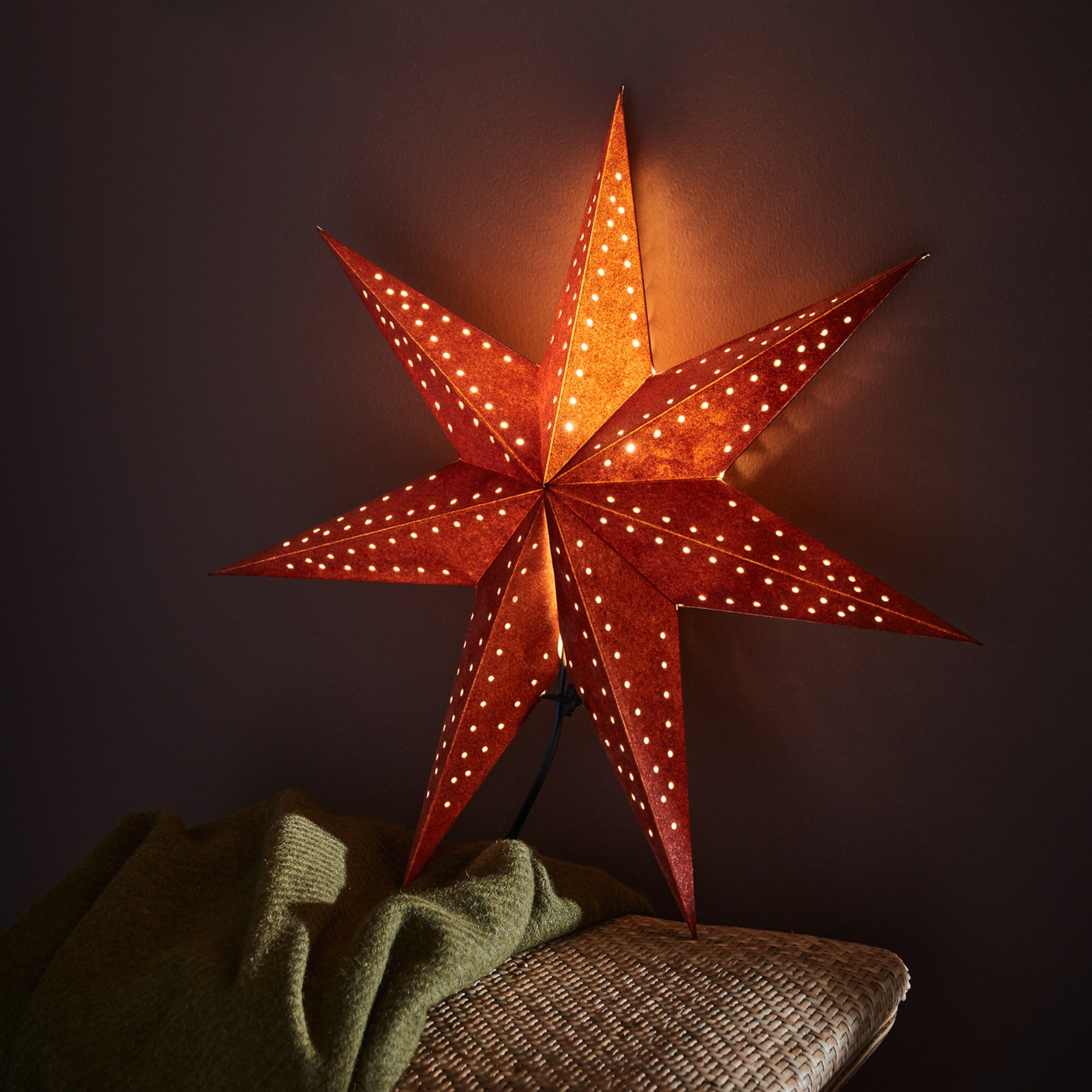Embla κρεμαστό αστέρι, Ø 45 cm, βελούδινη εμφάνιση, καφέ
