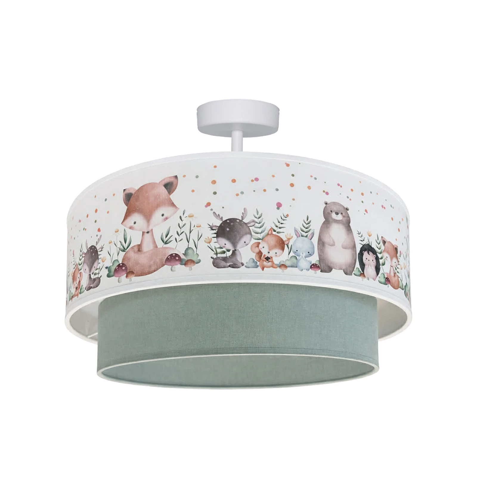 Kinder-Deckenlampe Boho, salbeigrün/bunt, Ø40cm, Textil, E27