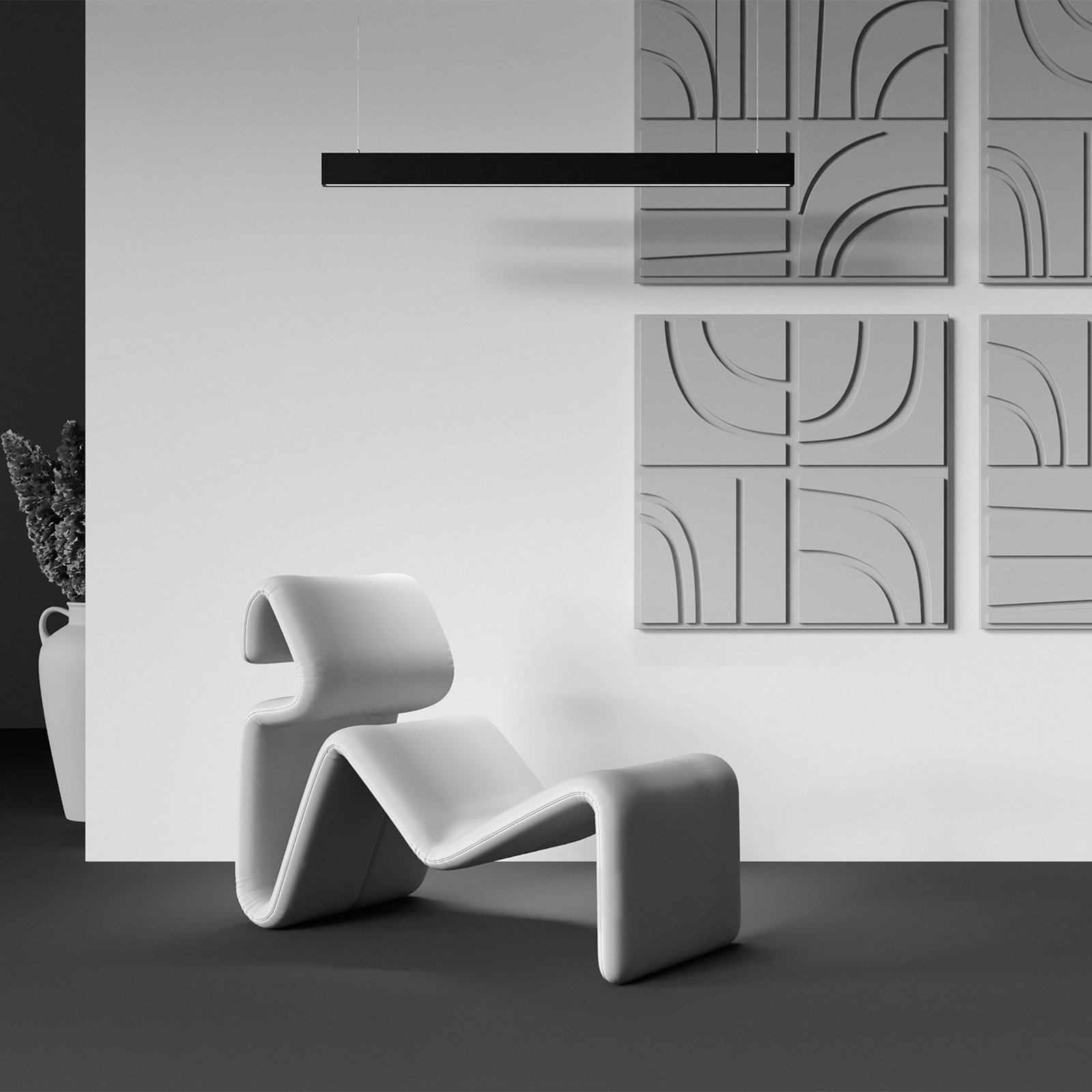 Lampă suspendată LED Maytoni Basis, negru, CCT, lungime 112,5 cm