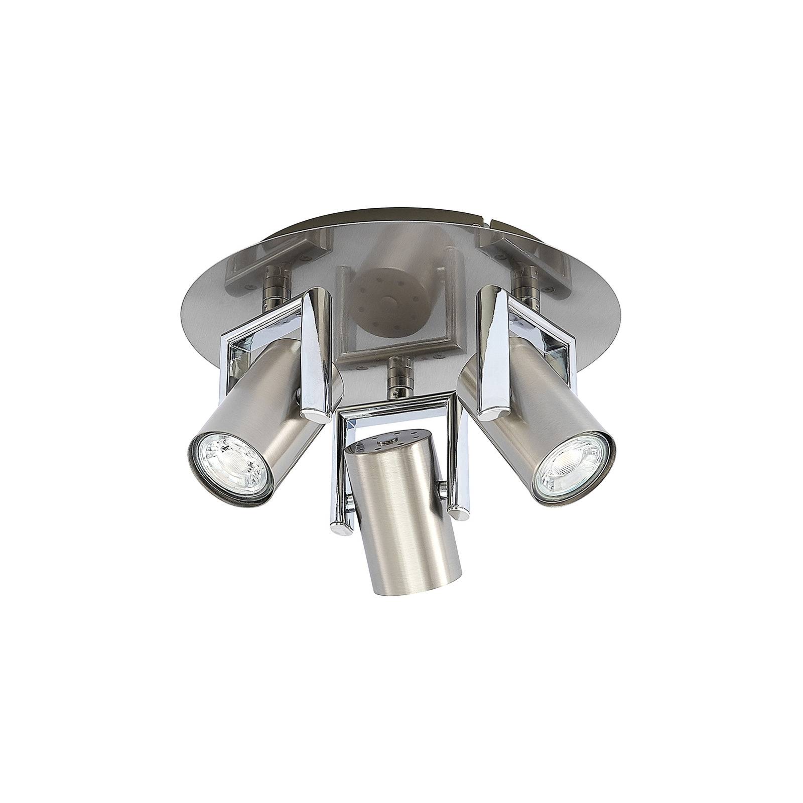Lindby Reina ceiling light, nickel, 3-bulb, round, for Hallway, iron, GU10, 5 W, H: 12.5 cm