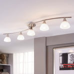 Lindby plafonnier Della, nickel, 110 cm, 5 lampes, E14